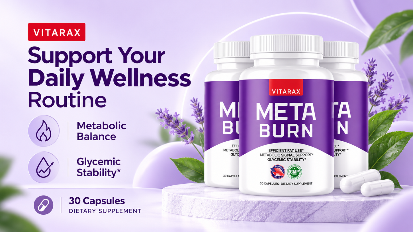Vitarax MetaBurn themed wellness product banner